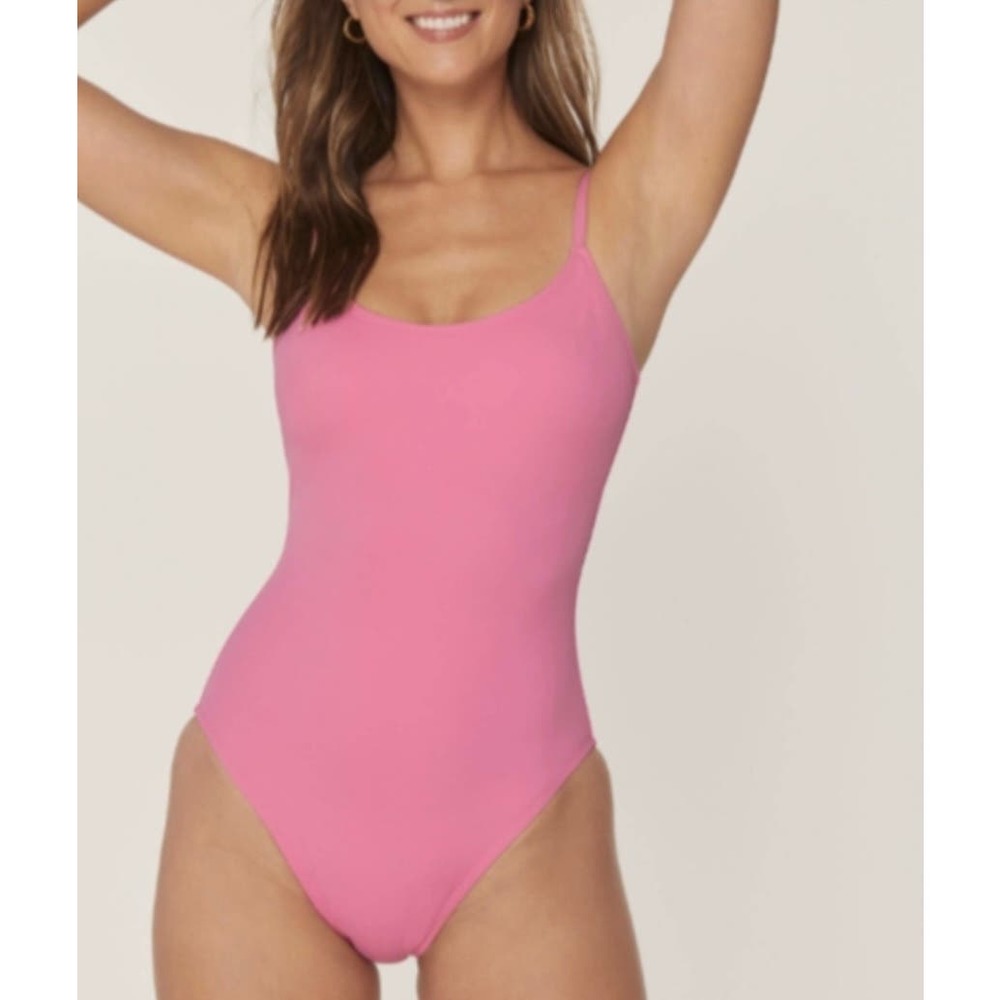 Andie Plus Size The Amalfi One Piece Swimsuit In Peony Pink Size XXL New